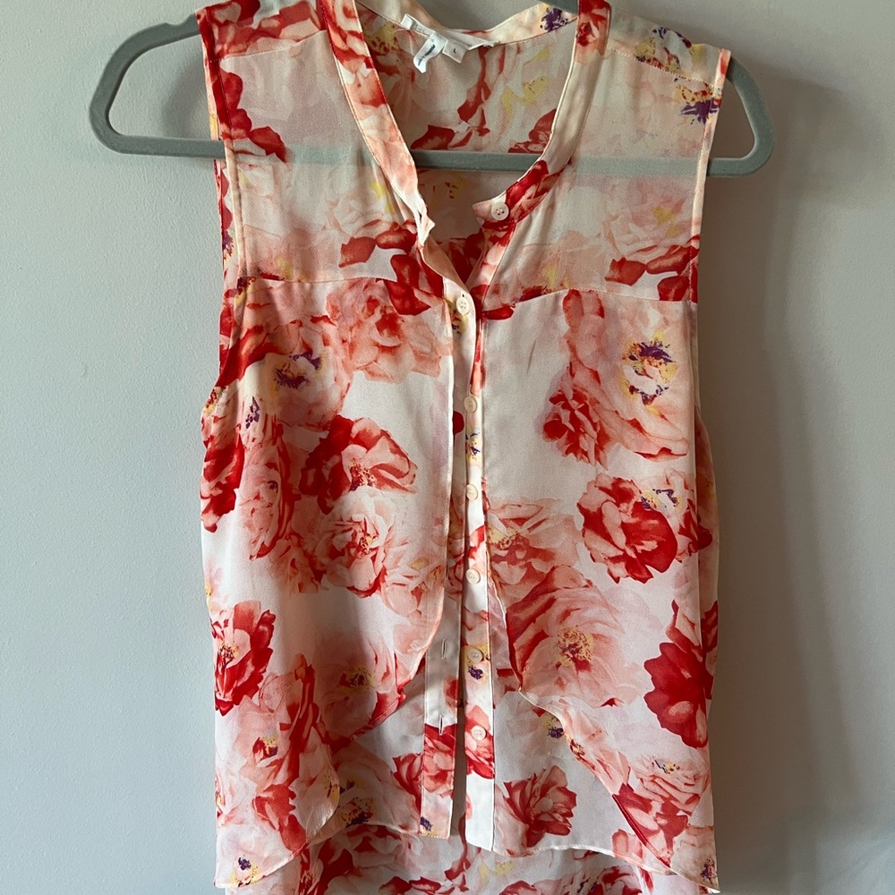 Pretty Floral Sleeveless Button Down from BCBG